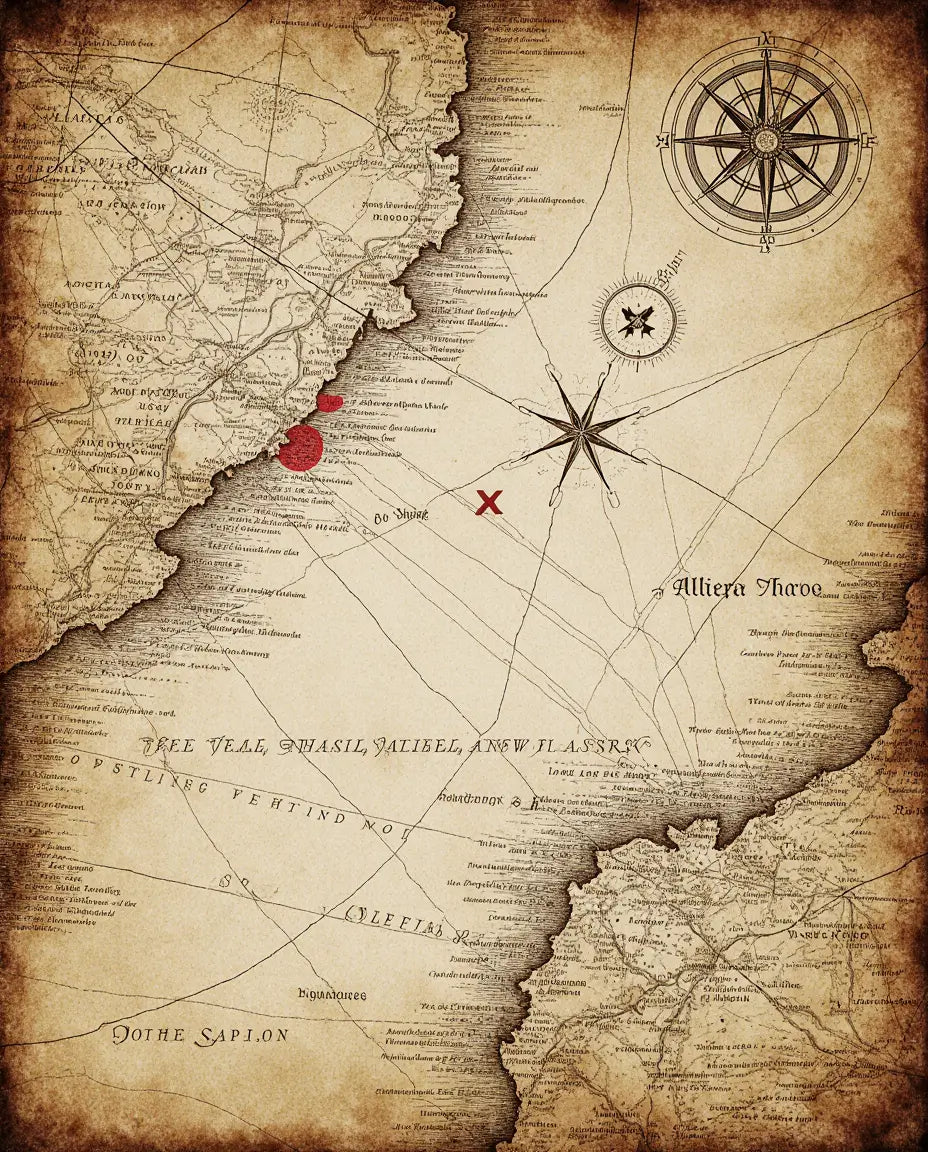 Ancienne carte pirate pour illustrer le mythe des trésors enterrés. 