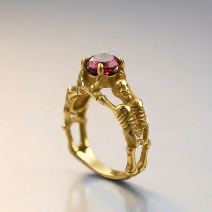 Bague du Pacte Scellé dorée avec gemme rouge symbole de serment.