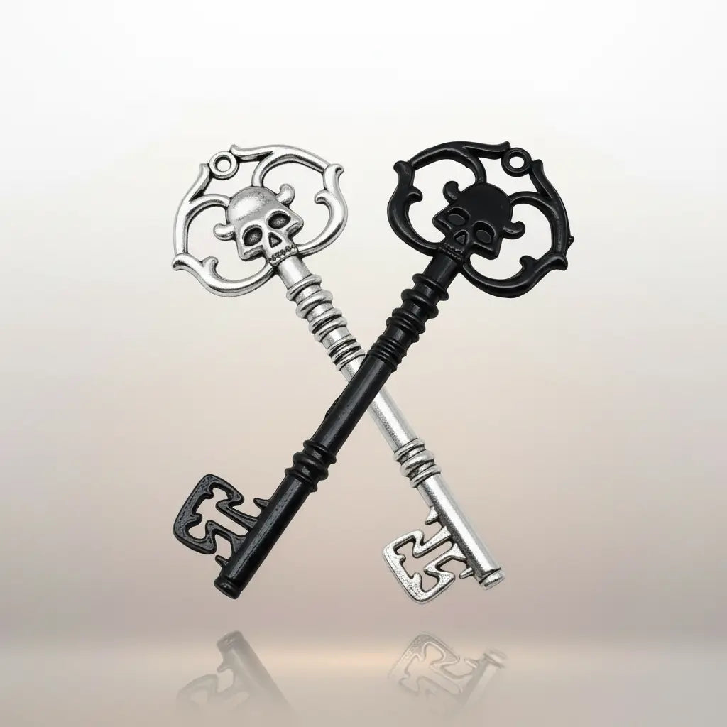 Deux variantes argent et noir de la clé du tombeau interdit.
