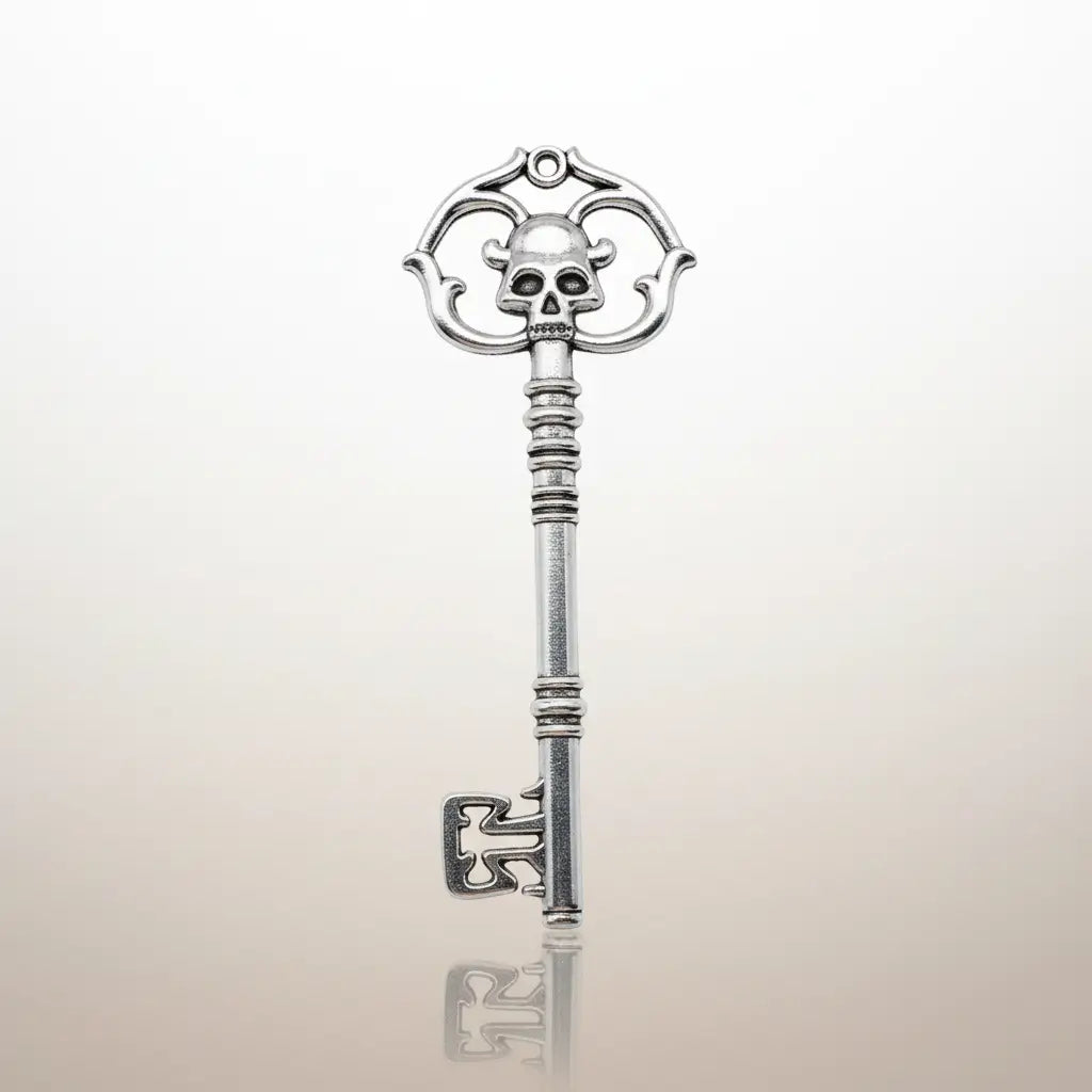 Clé du tombeau interdit finition argent vue produit sur fond clair.