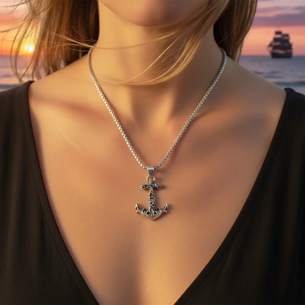 Petit collier ancre pendentif marin cadeau pour marins breloque de voyage hommes femmes - France Petit collier ancre pendentif marin cadeau pour marins breloque de voyage hommes femmes - France