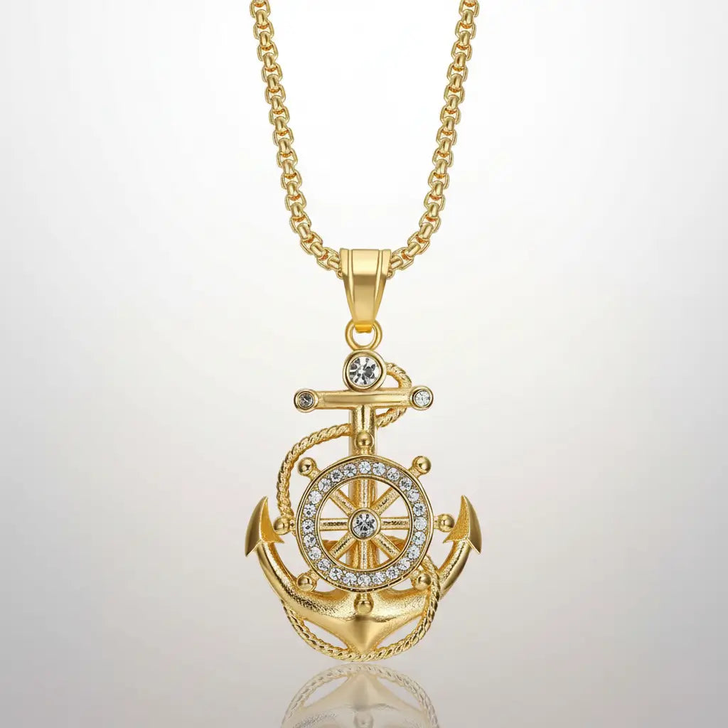 Collier du Commandement doré avec gouvernail et ancre de capitaine.