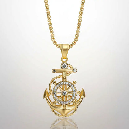 Collier du Commandement doré avec gouvernail et ancre de capitaine.
