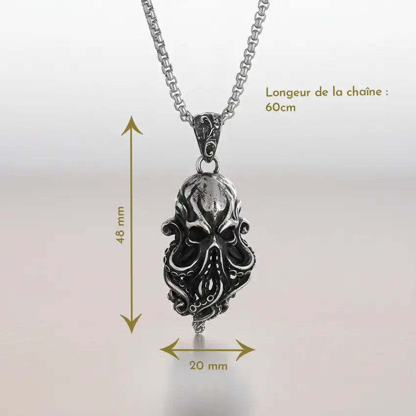 Dimensions et longueur de la chaîne du collier Kraken des Profondeurs.