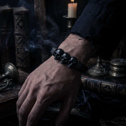 Bracelet des 3 Crânes Maudits | Gamme TÉNÈBRES