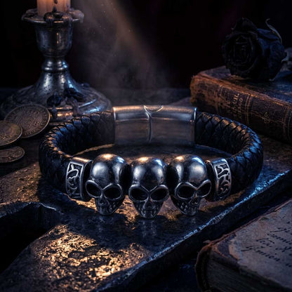 Bracelet des 3 Crânes Maudits | Gamme TÉNÈBRES