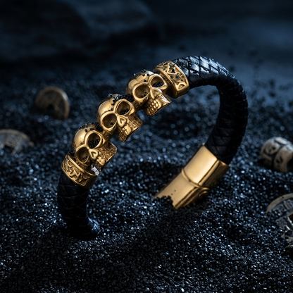 Bracelet des 3 Crânes Maudits | Gamme TÉNÈBRES