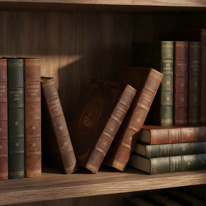 Grimoire Matriochkas dissimulé parmi des livres anciens dans une bibliothèque.