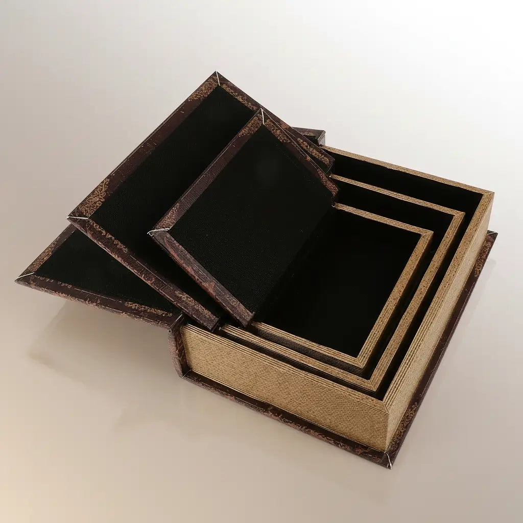 Grimoire Matriochkas avec coffres imbriqués révélant plusieurs cachettes secrètes.