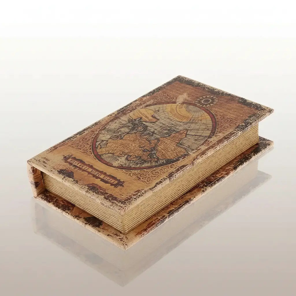 Grimoire secret du navigateur en forme de livre ancien, vue produit sur fond clair.