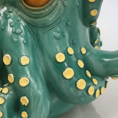 Détail macro des ventouses et textures du mug Kraken Émeraude en céramique.