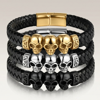 Bracelet des 3 Crânes Maudits | Gamme TÉNÈBRES