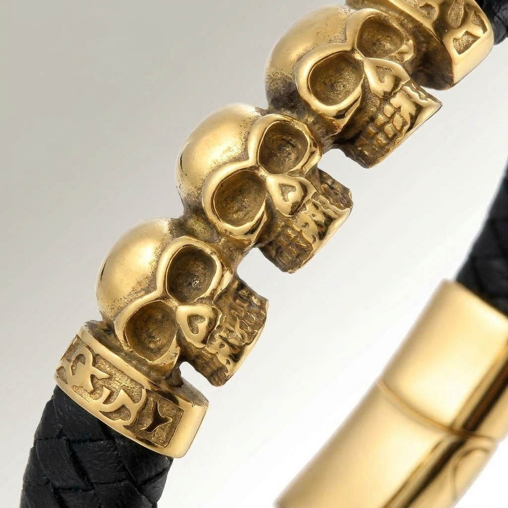 Bracelet des 3 Crânes Maudits | Gamme TÉNÈBRES