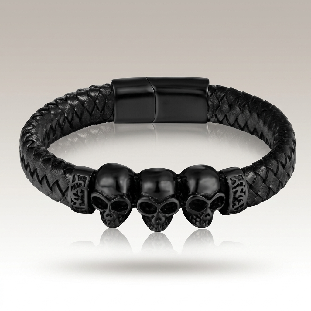 Bracelet des 3 Crânes Maudits | Gamme TÉNÈBRES