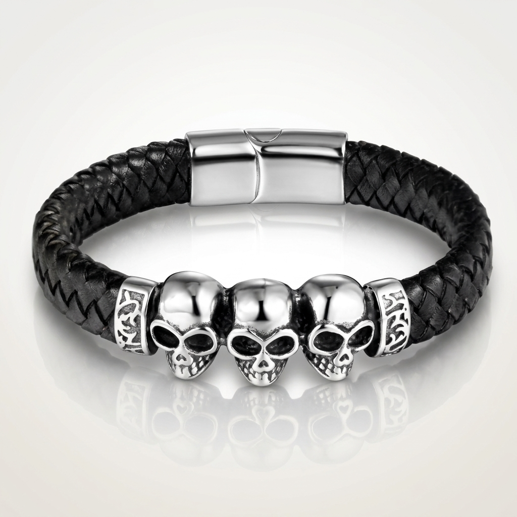Bracelet des 3 Crânes Maudits | Gamme TÉNÈBRES