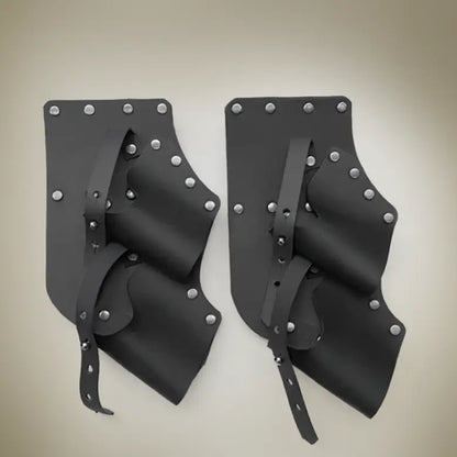 Ensemble de ceintures holster pirate en simili cuir noir, modèle double pour pistolets.