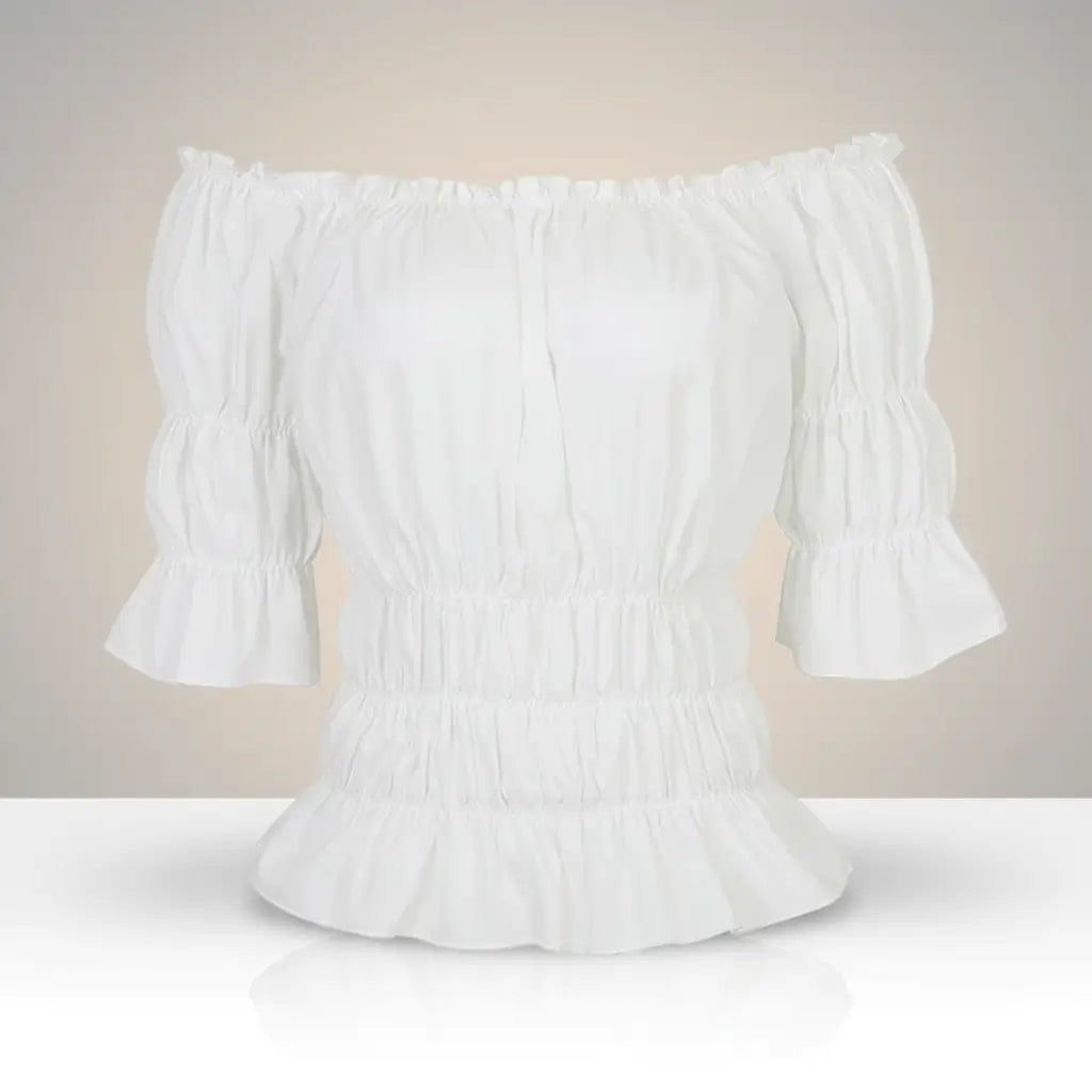 Chemisier blanc de la tenue de la navigatrice pirate présenté sur fond blanc.