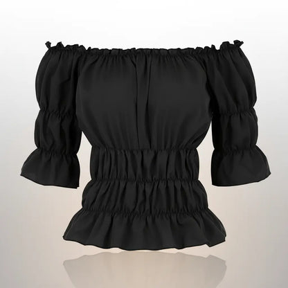 Chemisier noir de la tenue de la navigatrice pirate présenté sur fond blanc.
