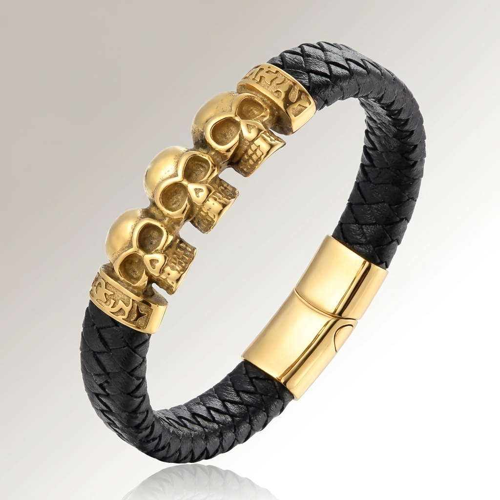 Bracelet des 3 Crânes Maudits | Gamme TÉNÈBRES